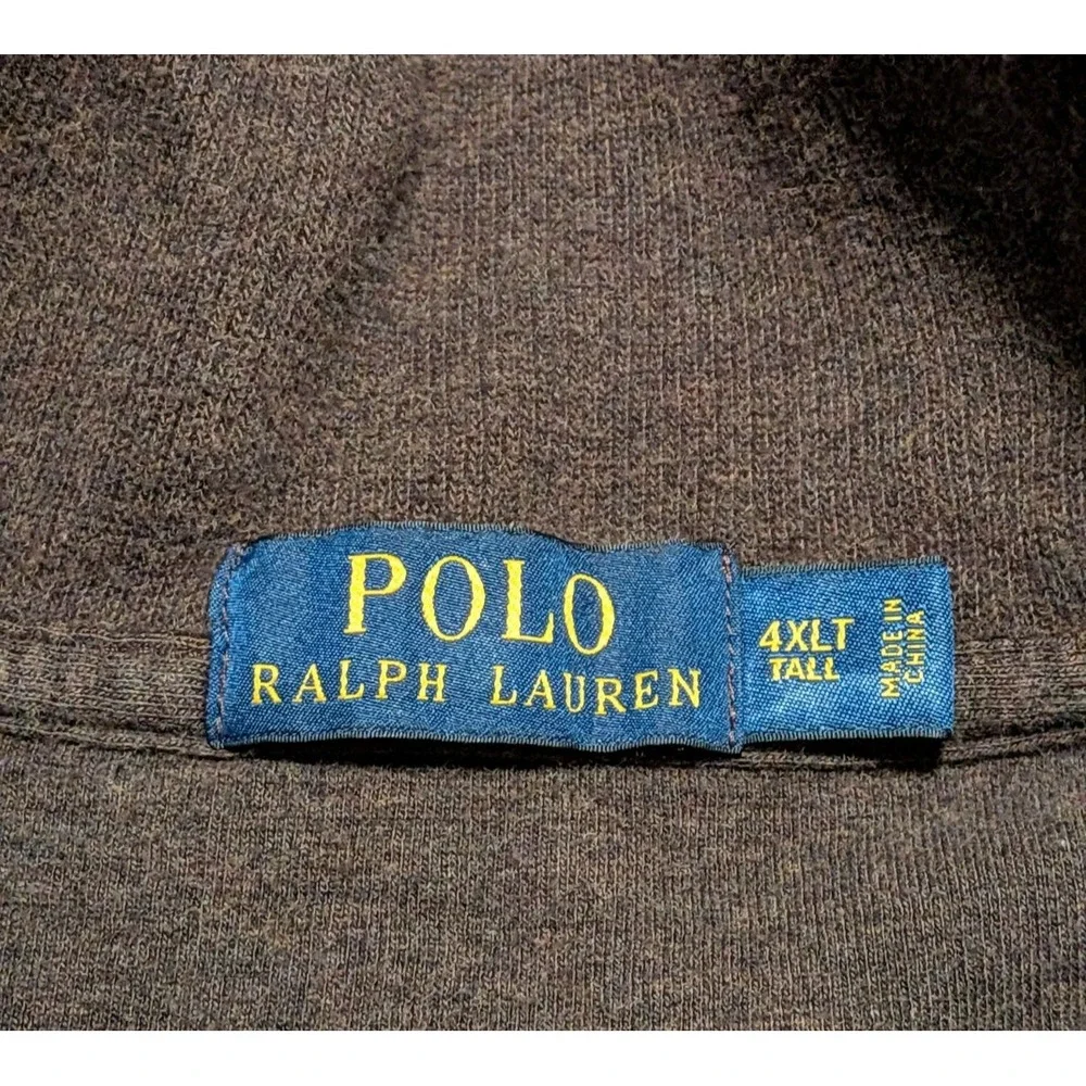 Polo Ralph Lauren Men's Brown 100% Cotton Quarter Zip Pullover Sweater Size 4XLT